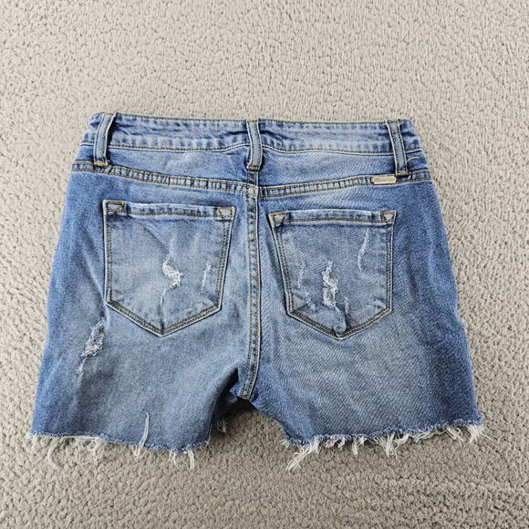 Kancan Jean Shorts Womens 24 (28x3) Blue Mid Rise Distressed Cut Offs Jorts - Picture 14 of 16